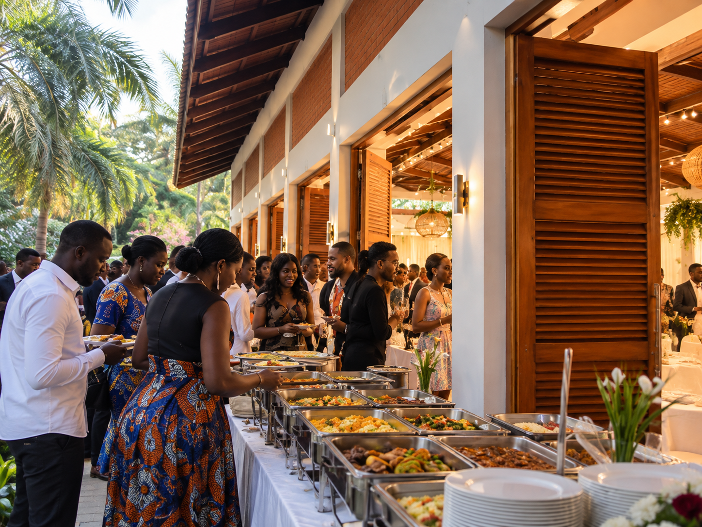 Buffet catering outside the hall